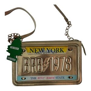 Betsey Johnson Gold License Plate NY shoulder/Crossbody Bag